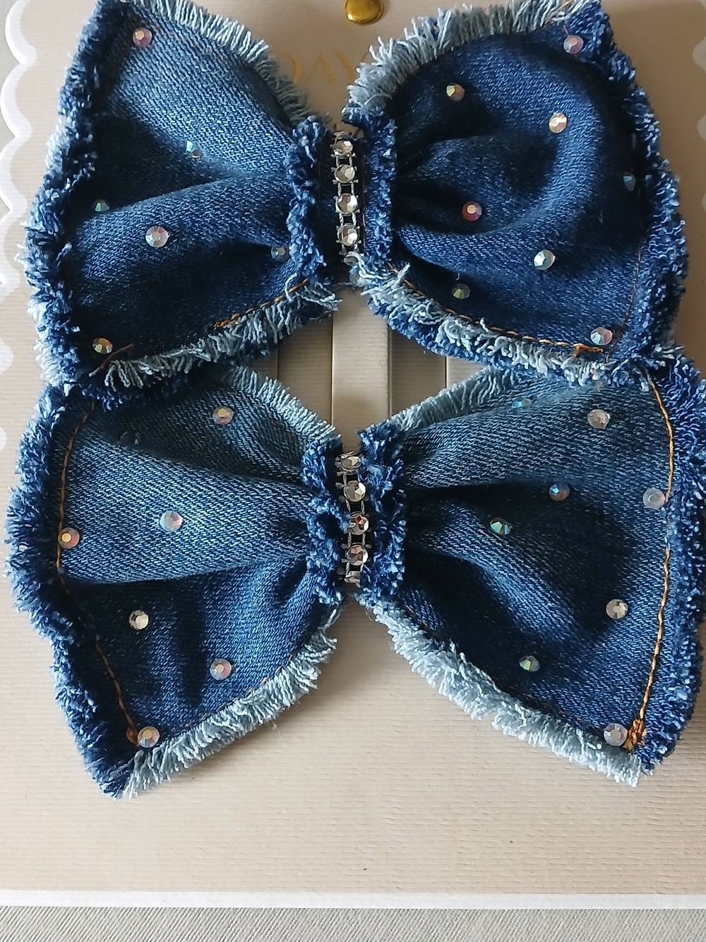 Denim Bow Hair Clip - Blue - Picture 2 of 4